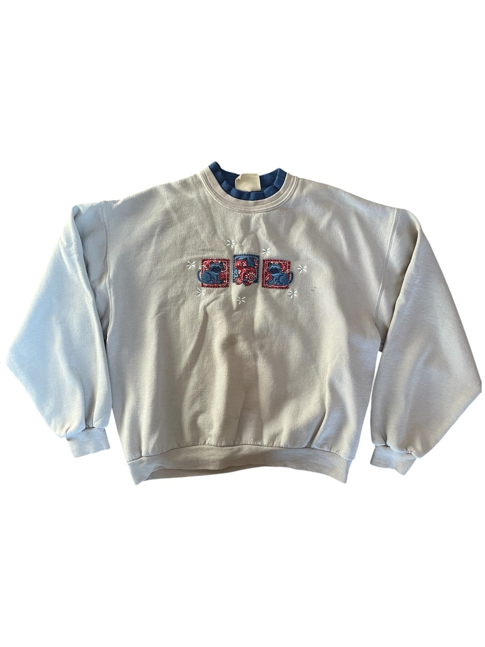 Vintage Top Stitch USA Cat Paisley Embroidered Patchwork Crewneck Novelty Shirt
